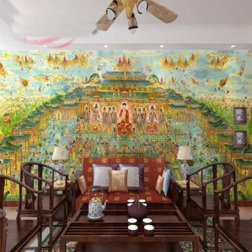 Bacaz 3d Religion Murals Wallpaper Temple Buddha 3d Wall Murals for Wall paper 3D Wall Photo Mural for Background 3d Wall Mural
