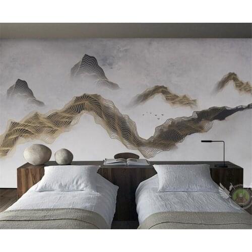 Beibehang Large Custom Wallpaper New Chinese Style Abstract Line Artistic Landscape Landscape Wall Decorative
