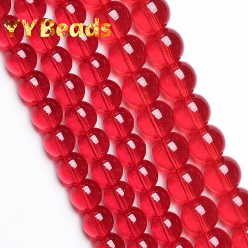 Natural Red Crystal Glass Beads Clear Red Glass 4 6 8 10 12mm Round Loose Beads For Jewelry Making DIY Women Bracelets Wholesale