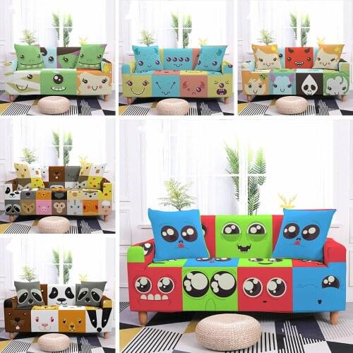 Sofa Cover for Living Room Elastic Cartoon Animals Armchair Slipcovers 12/3/4 Seaters Stretch Anti-dust Sofa Slipcovers