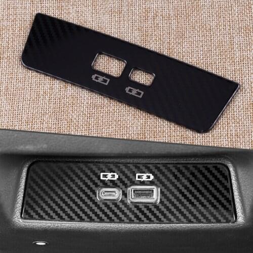 DWCX Carbon Fiber Black Inner Rear Row Panel Interface USB Socket Cover Trim Decorative Frame fit for Nissan Teana Altima 2019