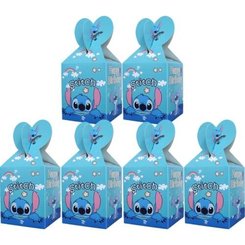 Disney Stitch Theme Party Supplies Candy Box For Baby Shower Birthday Decor Cartoon Candy Bag Kids Birthday Paper Gift Boxes