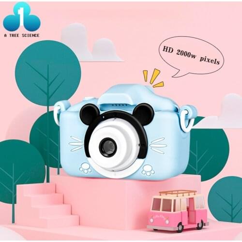 Dual Lens USB Charging 2 Inch HD Cartoon Take Pictures Anti-fall Children Camera With Protective Case Birthday Gift Digital