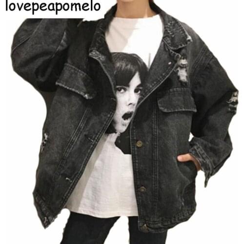 Denim Jacket Women 2018 Vintage Fashion Jeans Overcoat Ladies Jacket Tops Turn Down Collar Slim Black Basic Jacket Clothing D307