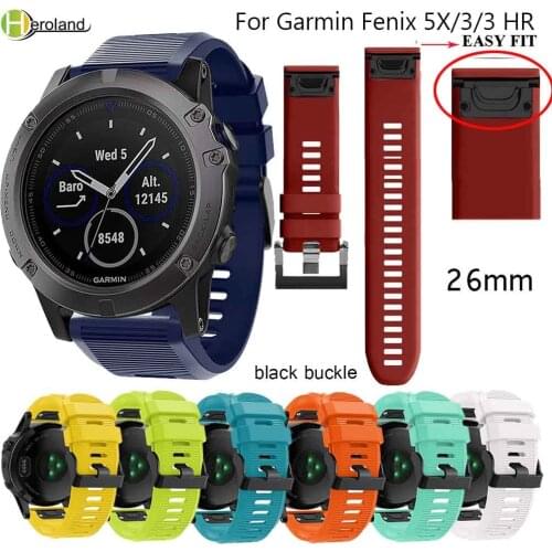 Hero Iand 26mm Replacement Silicone Quick Release watchBand Strap For Garmin Fenix 5X for Garmin Fenix 3 3 HR Watchband Easyfit
