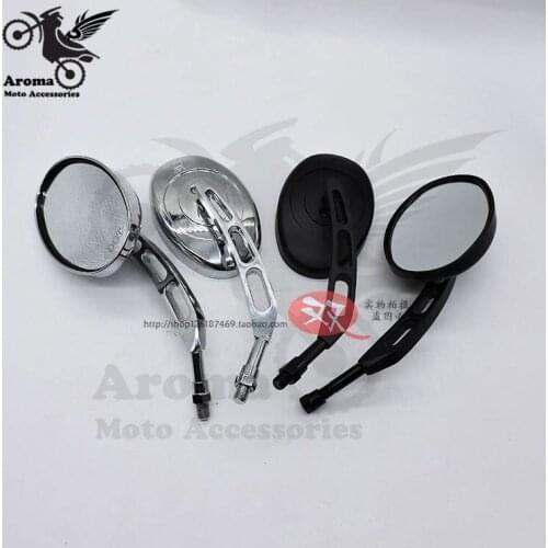 Chrome ellipse motorcycle side mirror for hond suzuki yamaha harley moto mirrors universal motorbike rearview mirror black