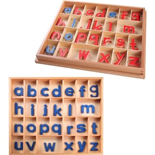 Montessori Language Toys Instructions Activity Small Letter with Wooden Box Blue Red Letter of the Alphabet Toys for Children