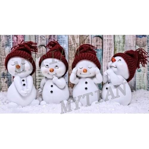 Full Square/Round drill 5D DIY Diamond Painting cute four Snowmans Embroidery pattern cross stitch kit Mosaic Christmas Gift