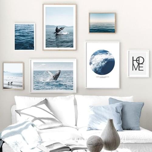 Whale Ocean Quote Beach Waves Surfboard Wall Art Canvas Painting Nordic Posters And Prints Wall Pictures For Living Room Decor