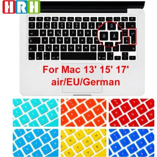 HRH Waterproof German Language EU/UK Silicone Keyboard Cover Protector Keypad Skin Protector For Macbook Air Pro Retina 13 15 17