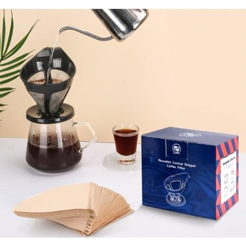 Reusable Single-Cup Pour Over Coffee Brewer Coffee Dripper (Black) for 2-4 Cups with V60 Disposible Paper Filter Grinder Tool