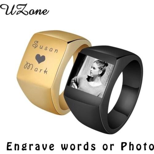 Personalize Engrave Name Midi Ring Stainless Steel Mens Signet Rings Luxury seal muzhskaya For Men Gift