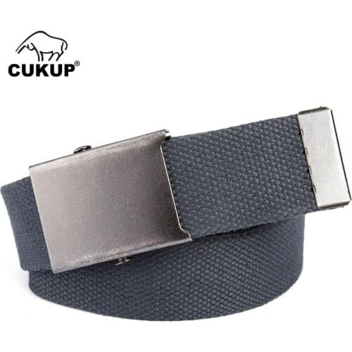 CUKUP 2018 Design Retro Metal Buckle Belt Quality Canvas Belts Waistband Leisure Waist for Men Jeans Accessories 120cm CBCK110