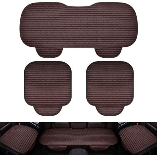 Fiber Linen Fabric Car Seat Cushion Three-Pieces Set R3MD