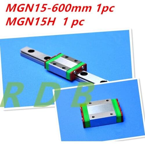 NEW 15mm miniature linear guide MGN15 600mm rail + MGN15H CNC block for 3D printer parts XYZ cnc parts