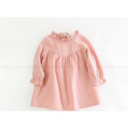 New spring autumn new baby girls dress loose blouse girls outerwear solid long sleeve shirt christening dress suit 1-5T