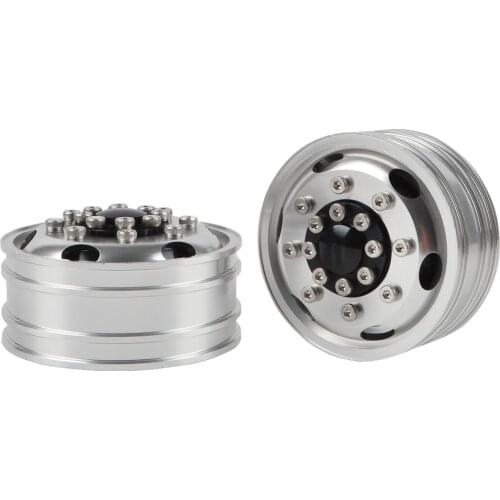 2PCS Alloy Front Wheel Hub Rim for 1/14 Tamiya RC Car Tow Drag Trailer Truck Man Scania