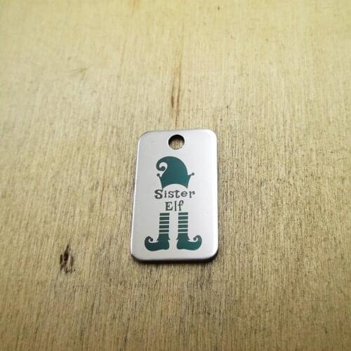 10pcs/lot Sister Elf stainless steel charms Laser Engraved DIY Charms Pendants