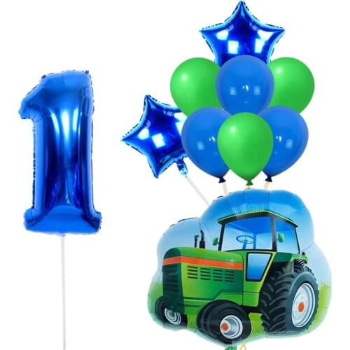 Train Fire Truck Bus Theme Farm tractor Inflatable Balloons Truck Vehicle Number Balloon Kids Boys Birthday Party Supplies