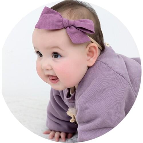 Solid Cotton Fabric Hair Bows Headbands Hair Clips For Girls Bowknot Elastic Nylon Headband Hairpins Baby Girl Hair Accessories