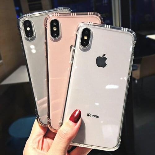Shockproof Clear Anti-fall Transparent TPU Soft silicone phone case for apple iphone X XR XS MAX 7 8 plus 11 Pro 12 MiNi cover