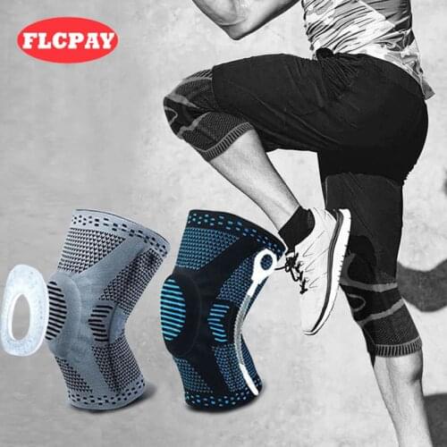 1piece Weaving Silicone Knee Sleeve Pads Supports Brace Volleyball Basketball Meniscus Patella Protectors Sports Safety Kneepads