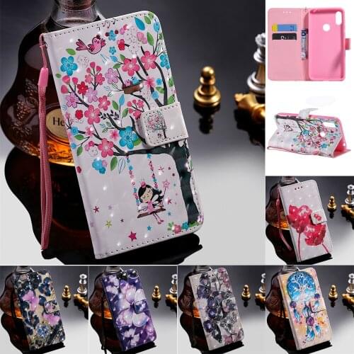 Sunjolly for Motorola Moto P30 Note Phone Case Lanyard 3D Flower Flip Wallet Cover coque for Moto One Power 6.2'' Cases Luxury