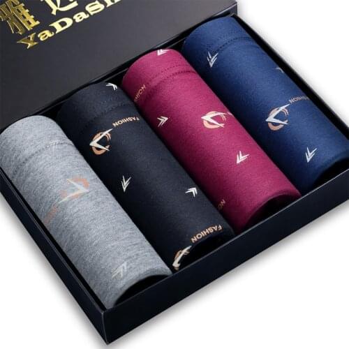 4pcs/lot New Pattern Mens underwear Boxers For Fashion print Men Boxer Shorts Mid-Rise Cotton breathable Male Boxers shorts