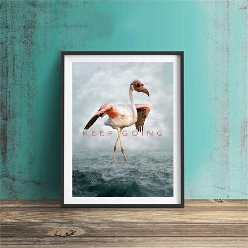 Keep Going Bird Inspirational Quotes Words Poster Canvas Print Painting Wall Art Living Room Home Decoration