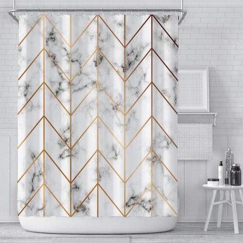 Nordic Style Shower Curtain Marble Geometric Printed Curtain Waterproof Polyester For Bathroom Decor Gifts Home Bathtub Curtains