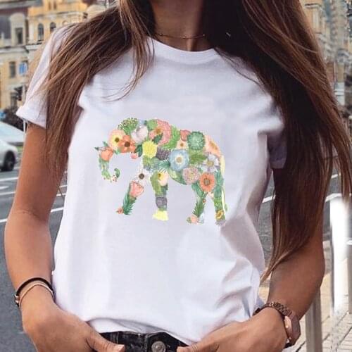 Women Graphic Elephant Cute 90s Girl Ladies Animal Fashion Spring Summer Aesthetic Print Female Clothes Tops Tees Tshirt T-Shirt