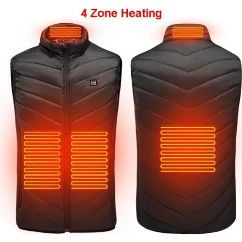 Winter Heating Waistcoat Upgrade Camping Hiking Jacket 4 Area Heating USB Electric Heated Vest Super Warm Clothing Outdoor Coat