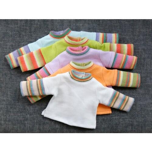 1PCS Casual T-shirt Rainbow Color Cute Hoodie for 1/6 BJD Dolls Clothes Accessories