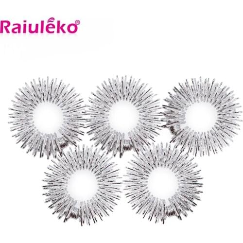 10Pcs Health Care Acupuncture Rings Silver Finger Massage Rings Body Pain Pressure Relief Massager Help Sleep Finger Lose Weight