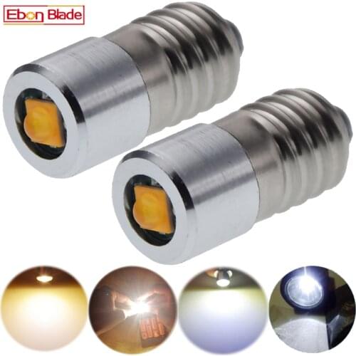 2Pcs E10 3V 4.5V 6V 12V 24V Warm/White Minature 3W LED MES Upgrade Bulb Lamp Replacement Torch Flashlight Headlight Moto Bicycle