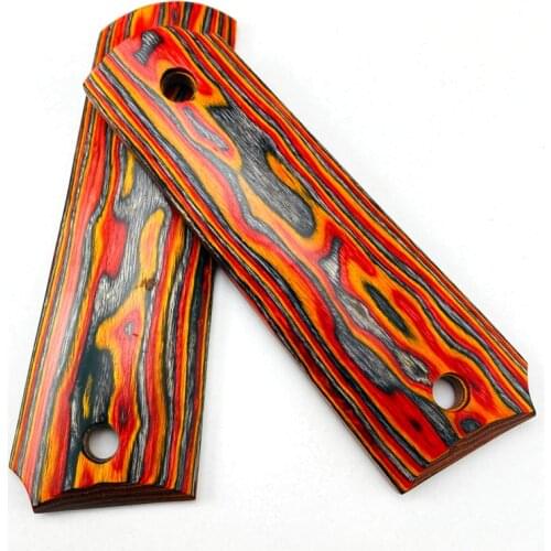 2Pieces Gun 1911 Grips 3D Composite color wood Handle Grips Patch Custom Grips CNC Gun Handle Grips