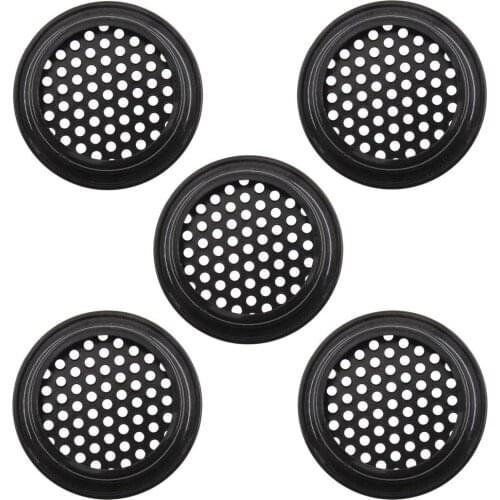 5Pack Stainless Steel Air Vent Covers,Black Circular Mesh Hole Louver Vent for Kitchen,Bathroom,Cabinet and Shoebox