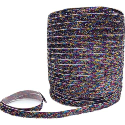 6mm-38mm Rainbow Glitter Velvet Ribbon Handmade Wedding Party Decoration Ribbon For Gift Wrapping DIY Hair Sewing Fabric