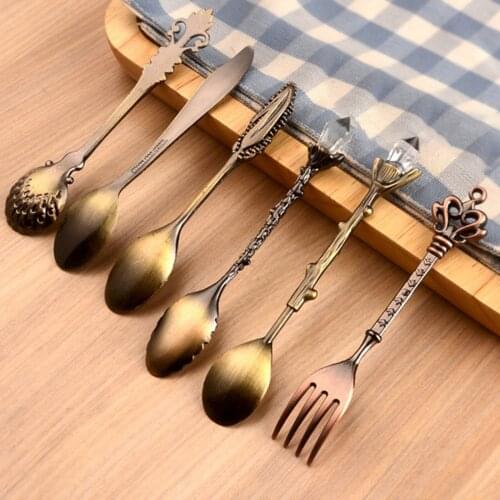 6pcs Spoon and Fork Set Spoon Decorative Dessert Spoons Coffee Spoon