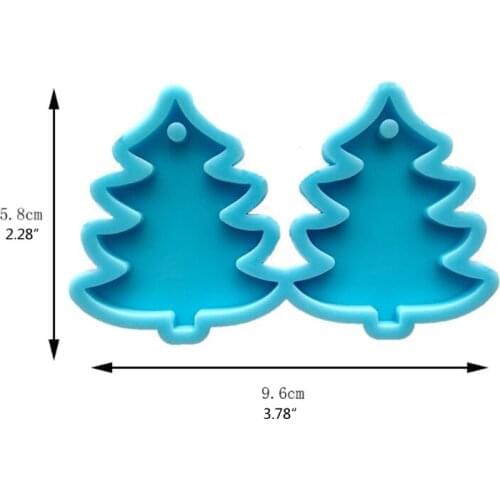 634D Christmas Pine Tree Earrings Epoxy Resin Mold Eardrop Dangler Casting Silicone Mould DIY Crafts Jewelry Pendant Mold