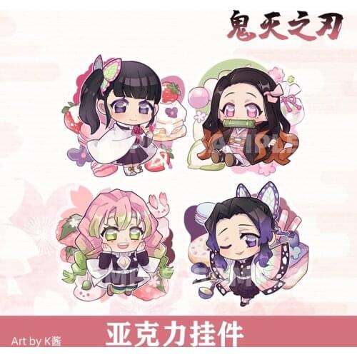 Anime Demon Slayer Kochou Shinobu Kamado Nezuko Kanroji Mitsuri Cute Badge Acrylic Stand Figure Model Decor Desktop Toy Cosplay