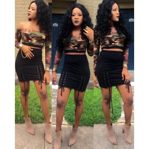 AR5351 European and American 2021 sexy womens sexy womens camouflage two-piece suit