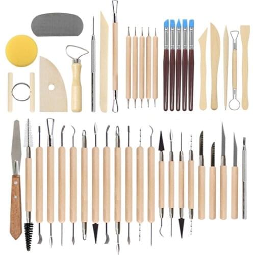 DIY Art Crafts Clay Pottery Tool set Crafts Clay Sculpting Tool kit Pottery & Ceramics Wooden Handle Modeling Clay Tools
