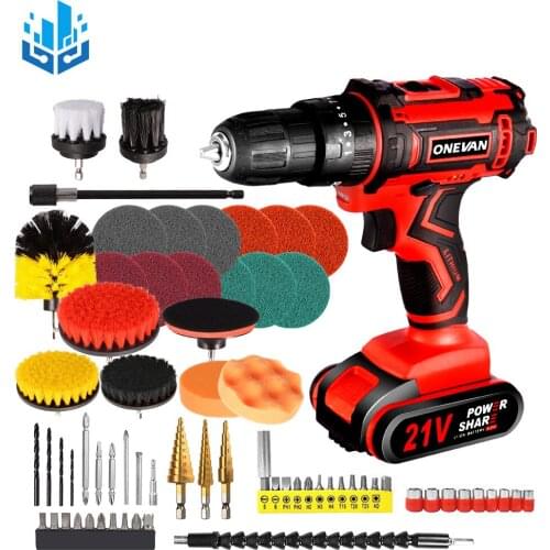 21V Cordless Electric Drill Screwdriver 25+1 Turque Wireless Power Driver Tools with Lithium-Ion Battery & Accessories