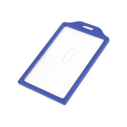 Blue Colorless Clear Plastic Front Back Office Work Cards Holder