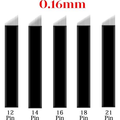 50/100pcs Black Nano 0.16mm 9 12 14 16 18 21 Pin/U Permanent Makeup Eyebrow flex Tattoo Needles Blade For Microblading lamina bl
