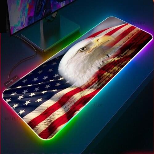 Eagle Gaming Mouse Pad One Drop RGB Pad Gamer Accessories Bureau Notebook Computer LED Keyboard Mat USB Genshin Impact Mouse Pad