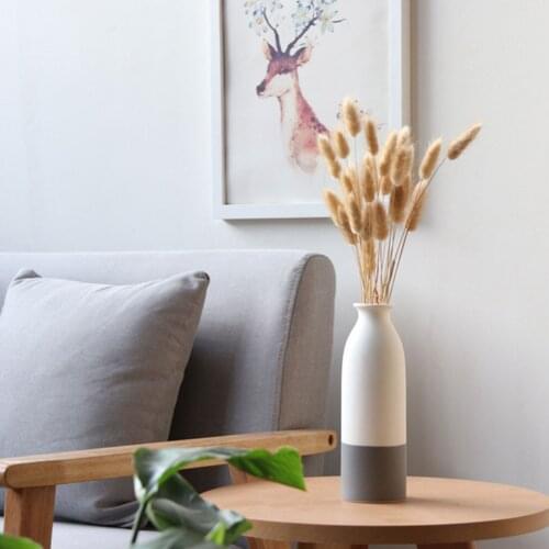 Ceramic Vase Home Modern Style Garden Pot Flower Container Desktop Decor for Sitting Room Bedroom White Gray