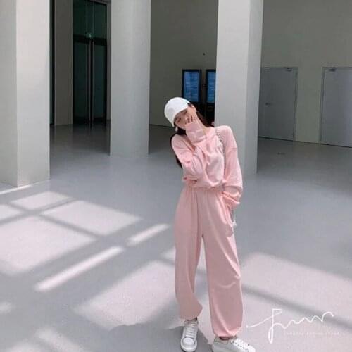 New Arrivals Women Fashion Training Suits Drawstring 2 PCS Sweaters 2020 Winter Autumn Sports Suit Solid Hooded Two Piece Sets