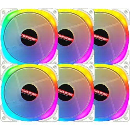 COOLMOON Case Fan 12CM RGB Fan Square External Light 5V A-RGB 120mm Chassis Quiet Fan Control Cooler Double pride Cooling fan
